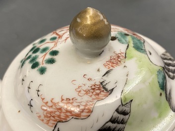 Two Chinese famille rose teapots and two tea caddies, Qianlong